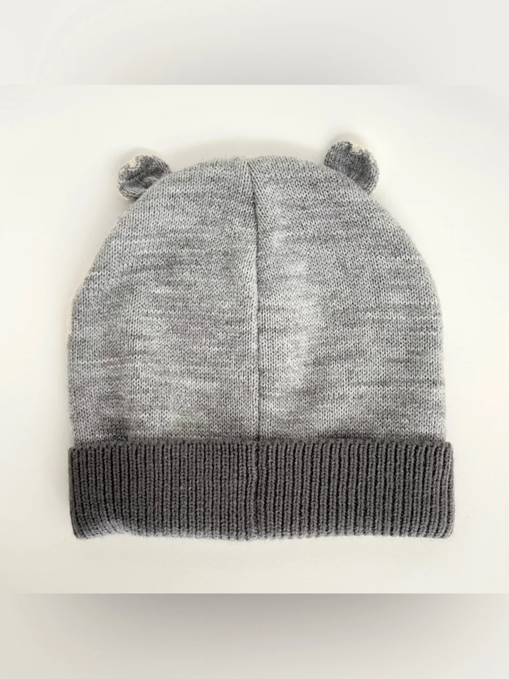 Mini Boden Kid's Badger Animal Knit Beanie Hat Gray Whimsical Forest Friends